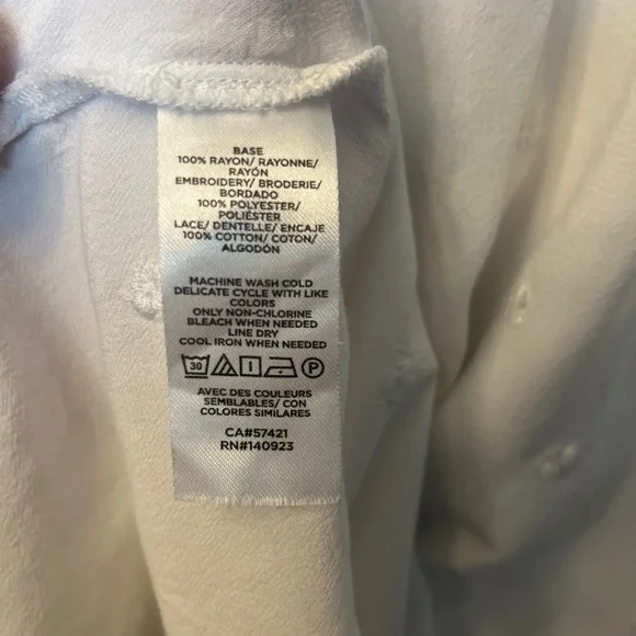 Loft Womens White Peasant Crew Neck Long Sleeve Tunic Blouse Top Size 18 - Picture 7 of 7